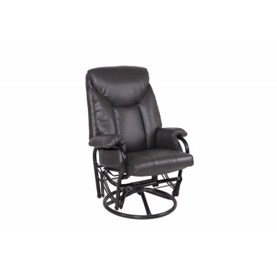 Chaise bercante, pivotante et inclinable 03 (3951/CuirCharbon)